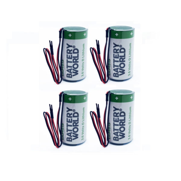 4x Battery World ER34615 3.6V 19Ah LS33600 Size D Lithium Battery Wire Leads RFID AMR Backup
