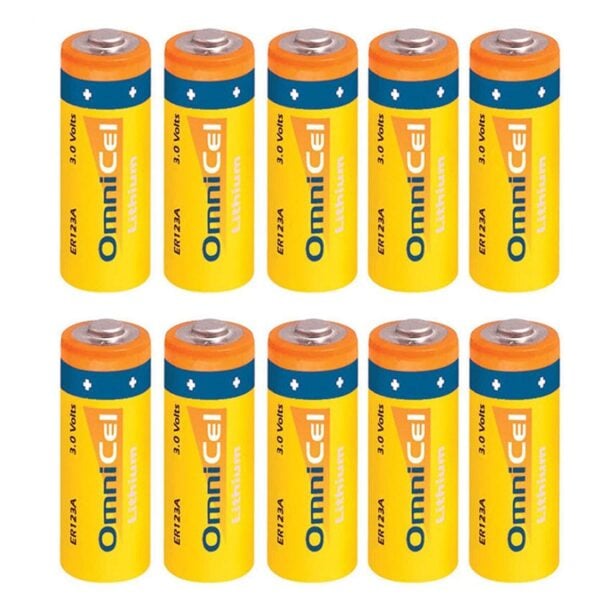 10x OmniCel ER123A 3.0V Sz 2/3A Lithium Standard Terminal Batteries