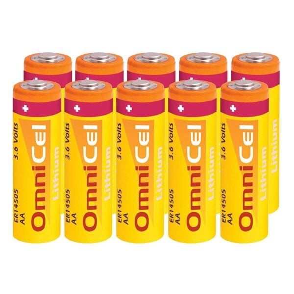 10x OmniCel ER14505 3.6V 2400mAh AA Lithium Button Top Battery Sensors Detectors