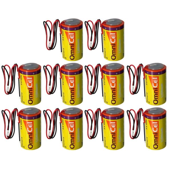 10x OmniCel ER34615 3.6V 19Ah Sz D Lithium Battery Wire Leads Utility Telematic