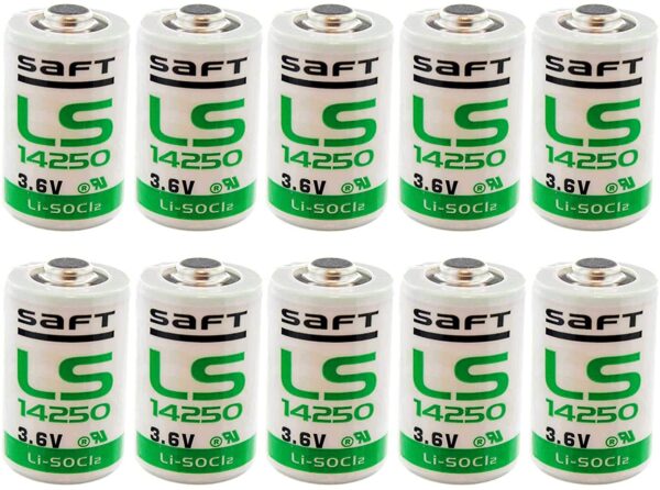 10x SAFT 1/2AA 3.6V 1200mAh Hi-Capacity Lithium Cell For Smart Utility Metering, Emergency Backup, Communications, Smart Munitions, Unattended Sensors, RFID Tracking, Asset Tracking, Theft Prevention