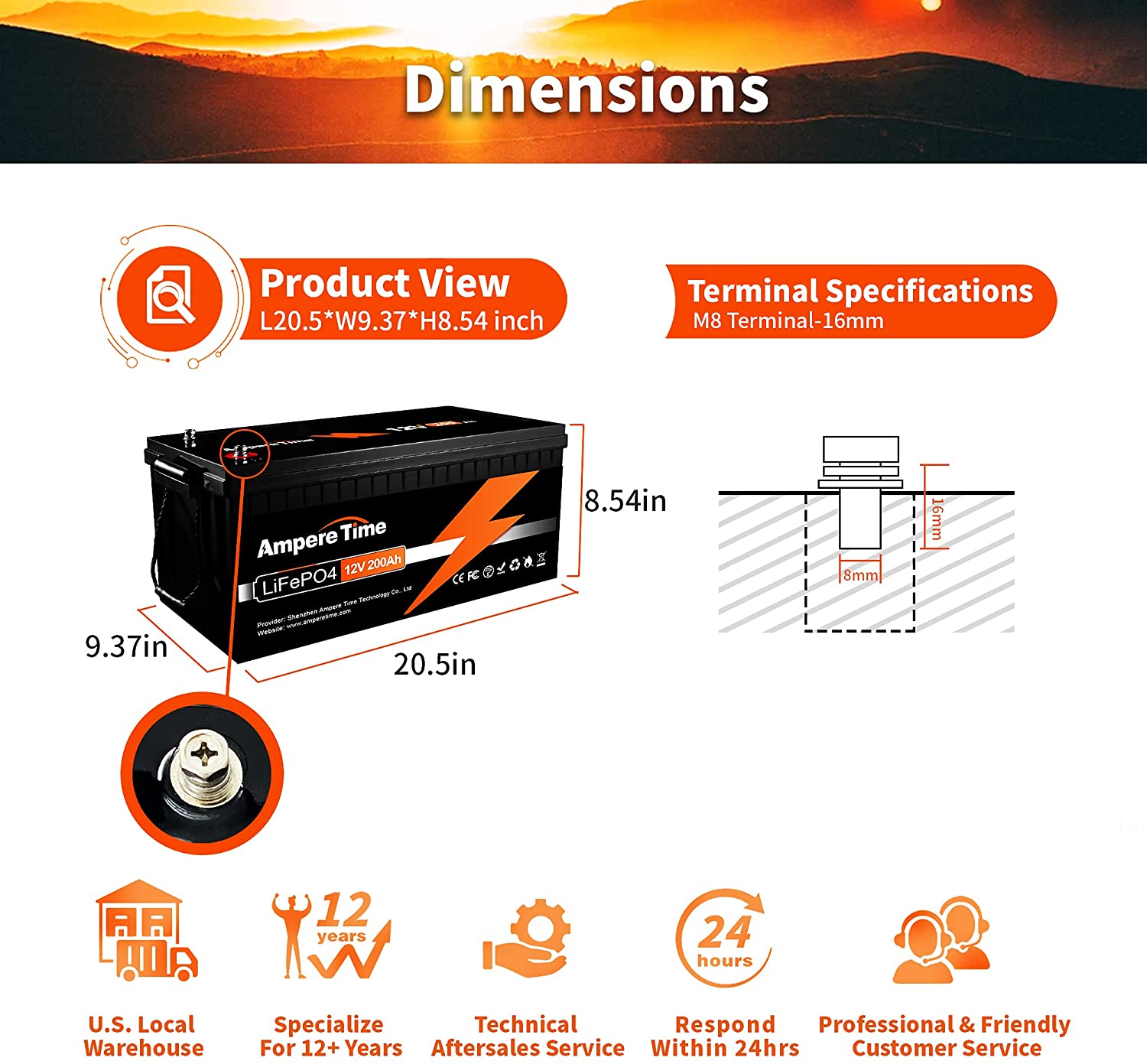 12V 200Ah Lithium Iron LiFePO4 Deep Cycle Battery, Built-in 100A