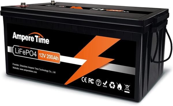 12V 200Ah Lithium Iron LiFePO4 Deep Cycle Battery, Built-in 100A BMS, 2000+ Cycles, 280amp Max, Perfect for RV, Solar, Marine, Overland, Off-Grid Application;