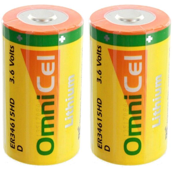2x OmniCel ER34615HD/S High Drain Lithium Thionyl Chloride Battery AMR Backup