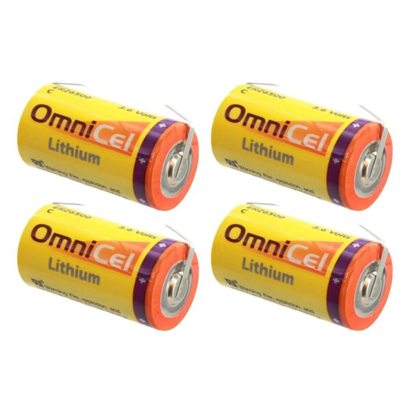 4X OmniCel ER26500 3.6V 8.5Ah Sz C Lithium Battery Tabs Sensors Detectors