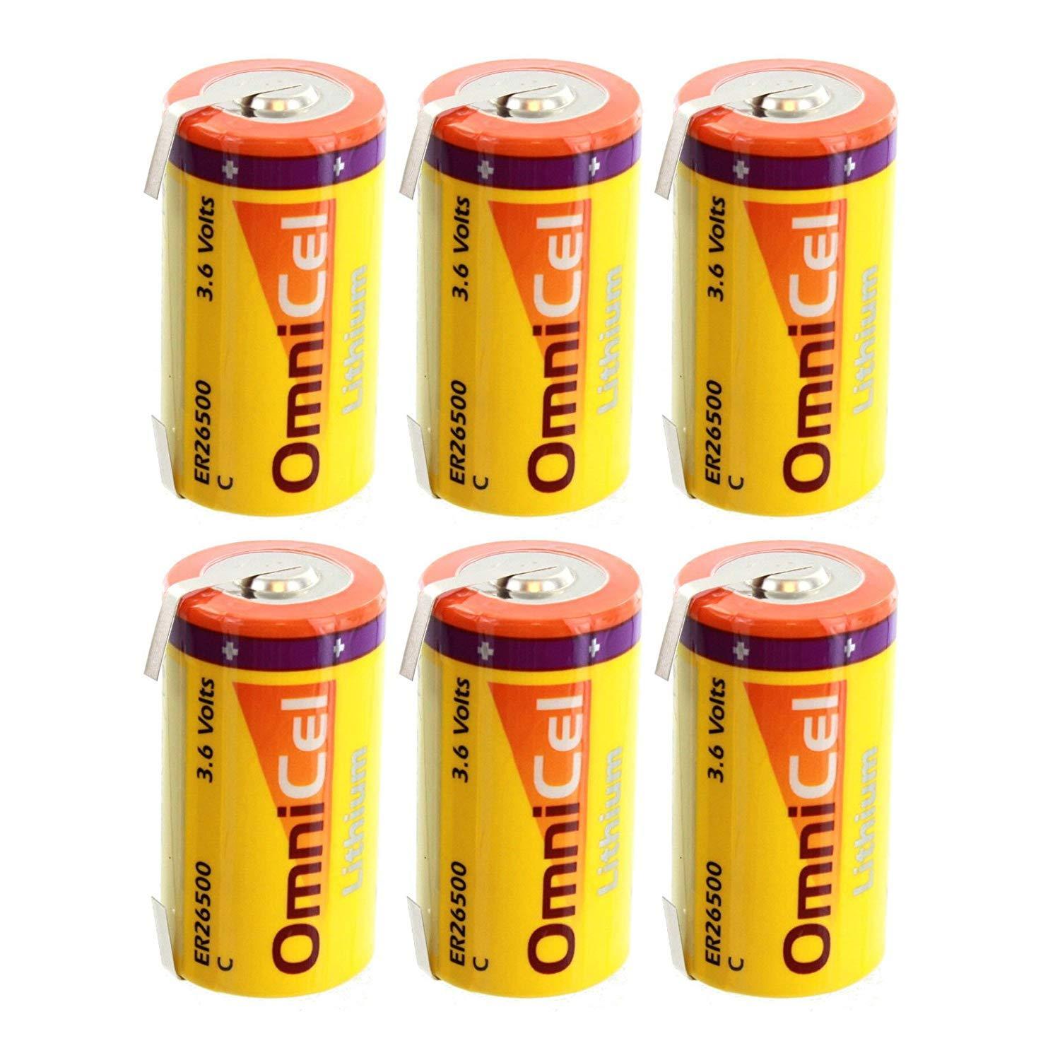 2x OmniCel ER26500 3.6V 8.5Ah Size C Lithium Battery w/ Tabs For Tracking  Buoys, Location GPS, GSM, ARGOS, Emergency Lighting, Computer RAM, AMR  Add-ons, Smoke Alarms, Carbon Monoxide Detectors