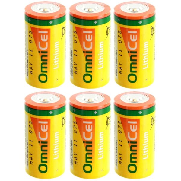 6X OmniCel ER26500HD 3.6V Sz C Lithium Standard Terminal Battery AMR Detectors