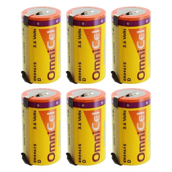 6X OmniCel ER34615 3.6V 19 Ah D High Energy Lithium Battery Tabs Medical