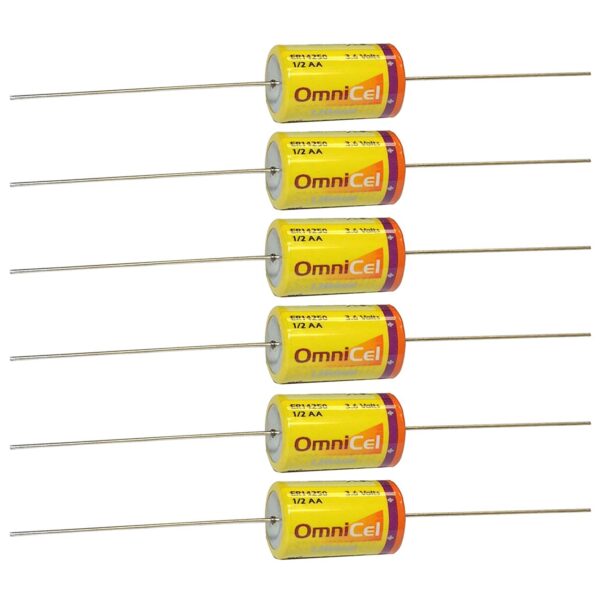 6x OmniCel ER14250 3.6V 1/2AA Lithium Battery Axial Pins Tracking Backup AMR