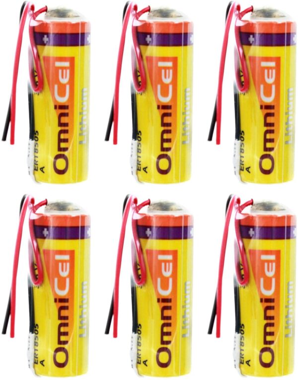 6x Omnicel ER18505 3.6V 3.8Ah A Lithium Battery with Wire Leads For Intrusion Sensors, Invisible Fencing,RFID Tracking, Asset Tracking, Theft Prevention, Locator Beacons, Fleet Monitoring