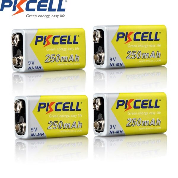 9V 250mAh NiMH Rechargeable Batteries 4Pcs