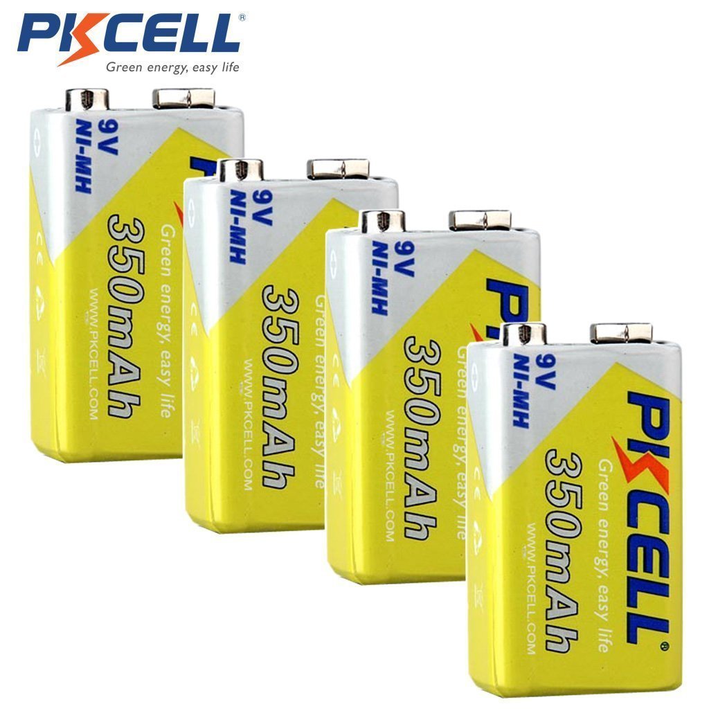 9V 350mAh NiMH 9V Rechargeable Batteries 4Pcs