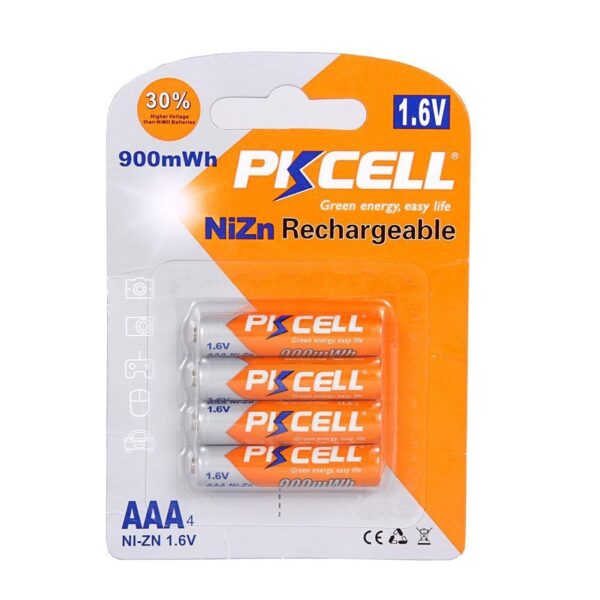 AAA Size NiZn 1.6V 900mWh Rechargeable Battery 4 Pack
