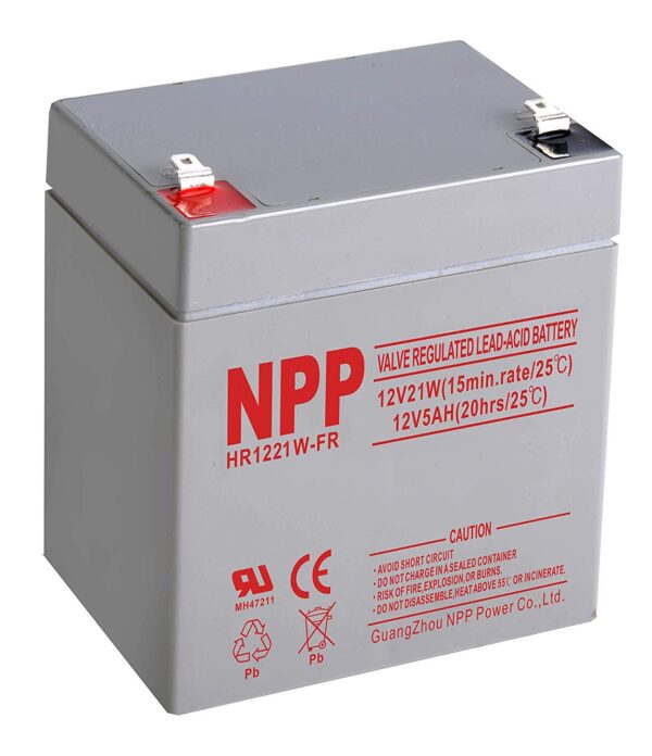 NPP HR1221W FR 12V 21W（15min.rate/77°F） 12V 5Ah 12Volt 5 amp Flame Retardant Long Life VRLA Sealed Lead Acid Rechargeable High Rate Battery