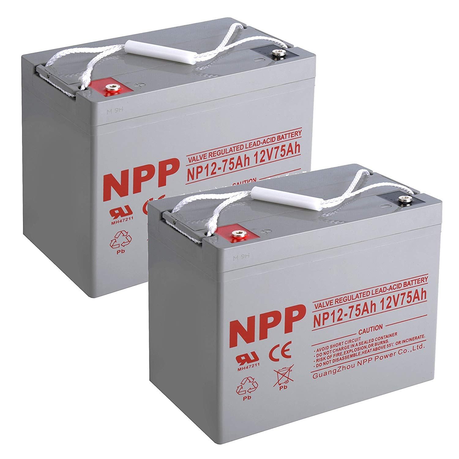 NPP NP12-50Ah Rechargeable AGM Sealed Lead Acid 12V 50Ah Battery with  Button Style Terminals