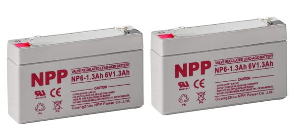 NPP NP6-1.3Ah 6 Volt 1.3Ah SLA Sealed Lead Acid Battery With F1 Style Terminals/（2pcs）