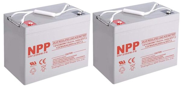 NPPower 12V 280W High rate 12V 80Ah Rechargeable Sealed Lead Acid Battery（ 2pcs）