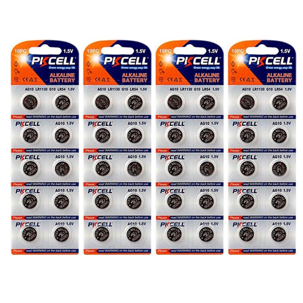 PKCELL AG10 LR1130 LR54 189 Alkaline Button Batteries 40pcs