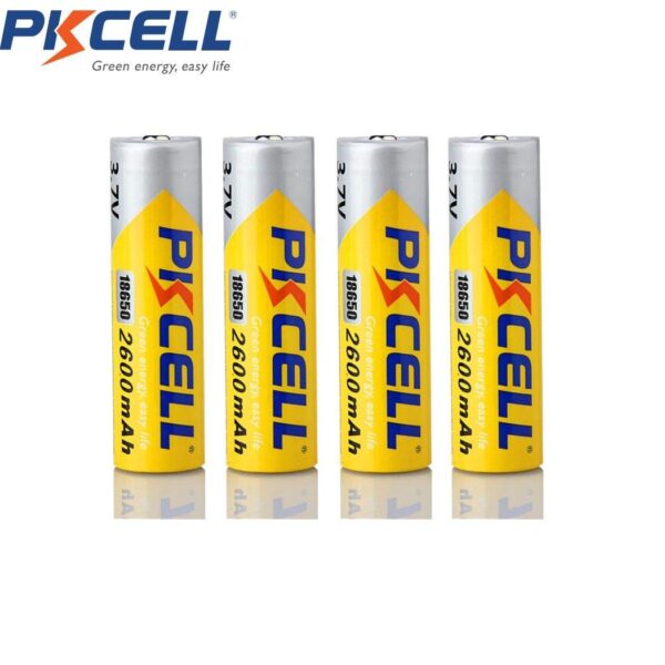 PKCELL3.7V ICR18650 2600mah Rechargeable Li-ion Battery 4Pcs