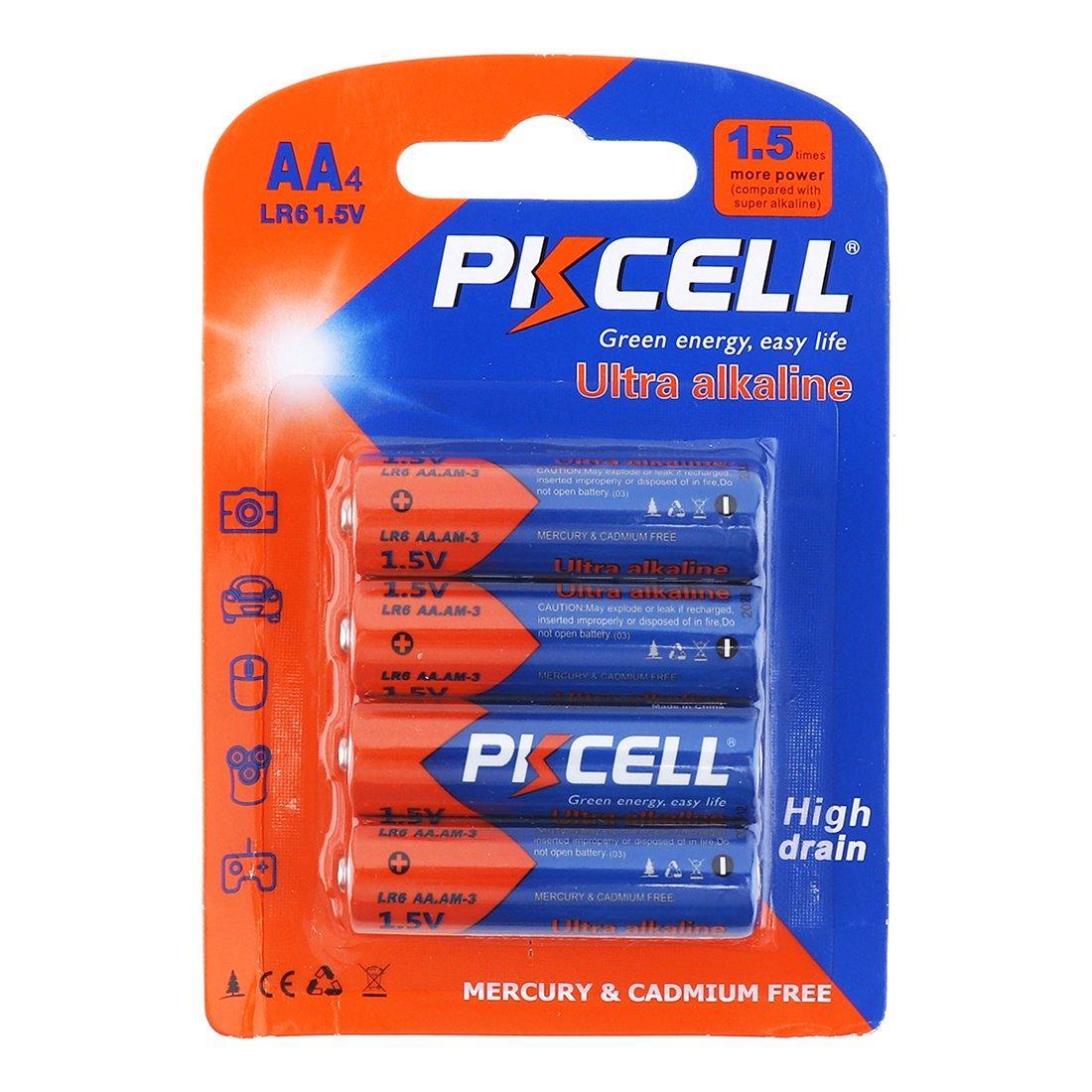 PKCELL Baterías alcalinas AA LR6 MN1500 de 1.5 V reemplazadas a R6P (4  piezas)