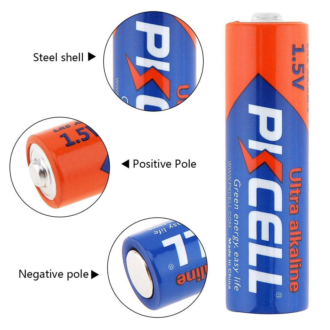 Pkcell LR6-4B 1.5V Alkaline AA Size Battery, Pack of 4 