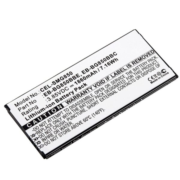 Ultralast CEL-SMG850 Lithium Ion (ICR/CGR/LIR), Lithium 3.85 Volts Cell Phone Battery