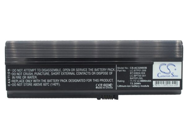 Acer  3UR18650Y-2-QC261, BATEFL50L, BATEFL50L6C40, BATEFL50L6C48, BATEFL50L9C72, BT.00603.006, BT.00603.010, BT.00604.001, BT.00604.004, BT.00604.012, BT.00903.007, CGR-B/6H5, LC.BPT00.001, LC.BTP00.001, LC.BTP00.002, LC.BTP01.006, LIP6220QUPC-SY6 CS-AC3200DB