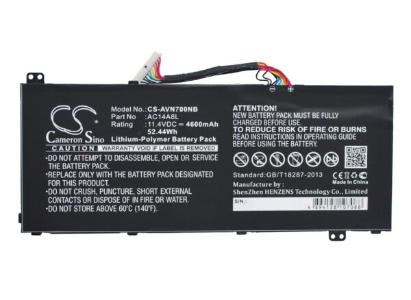 Acer  934T2119H, AC14A8L, AC14A8L(3ICP7/61/80), AC15B7L, KT.00307.003, KT.0030G.001 CS-AVN700NB