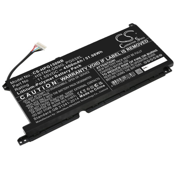 HP  3ICP6/60/72, HSTNN-DB9G, HSTNN-OB1I, L48430-2C1, L48430-AC1, L48430-AC2, L48485-005, L48495-005, PG03052XL, PG03XL CS-HPG150NB