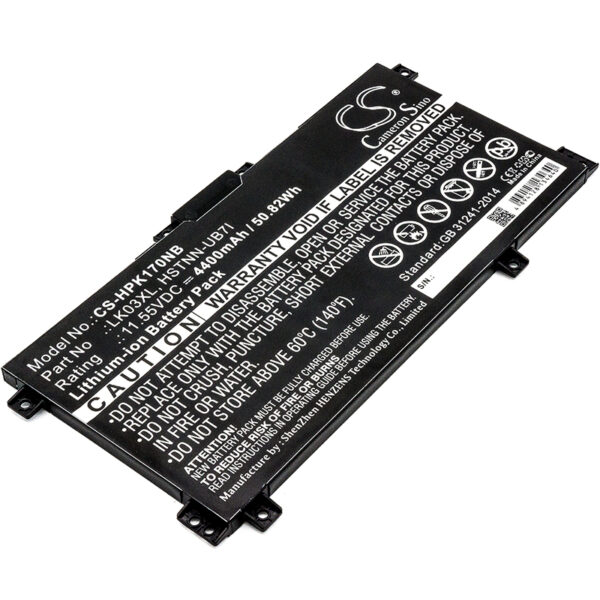 HP  916368-421, 916368-541, 916814-855, HSTNN-LB7U, HSTNN-LB8J, HSTNN-UB71, HSTNN-UB7I, L08855-856, L08934-1B1, L08934-2C1, L09049-1B1, L09280-855, L09281-855, L09911-141, L09911-421, LK03048XL, LK03055XL, LK03XL, LKO3XL, TPN-I129, TPN-W127, TPN-W128, TPN-W129 CS-HPK170NB