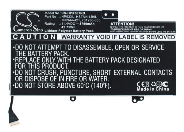 HP  760944-421, 760944-541, 761230-005, 767068-005, HSTNN-LB6L, NP03XL, TPN-Q146, TPN-Q147, TPN-Q148, TPN-Q149 CS-HPX361NB
