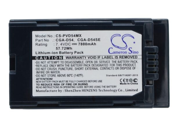 Panasonic  CGA-D54, CGA-D54S, CGA-D54SE, CGA-D54SE/1B, CGA-D54SE/1H, CGP-D54S, CGR-D54S, VW-VBD55 CS-PVD54MX