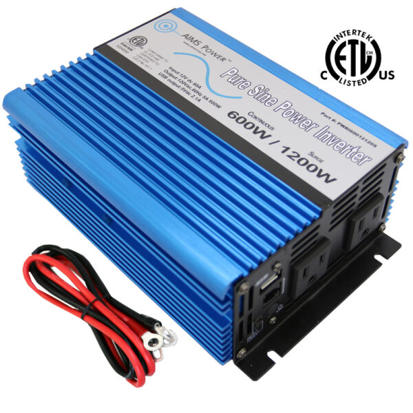 600 Watt Pure Sine Power Inverter 12 Volt Listed to UL 458 ETA TBD