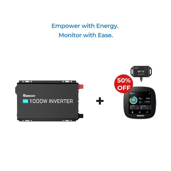 1000W 12V Pure Sine Wave Inverter with Power Saving Mode (New Edition) w/ Renogy ONE Core