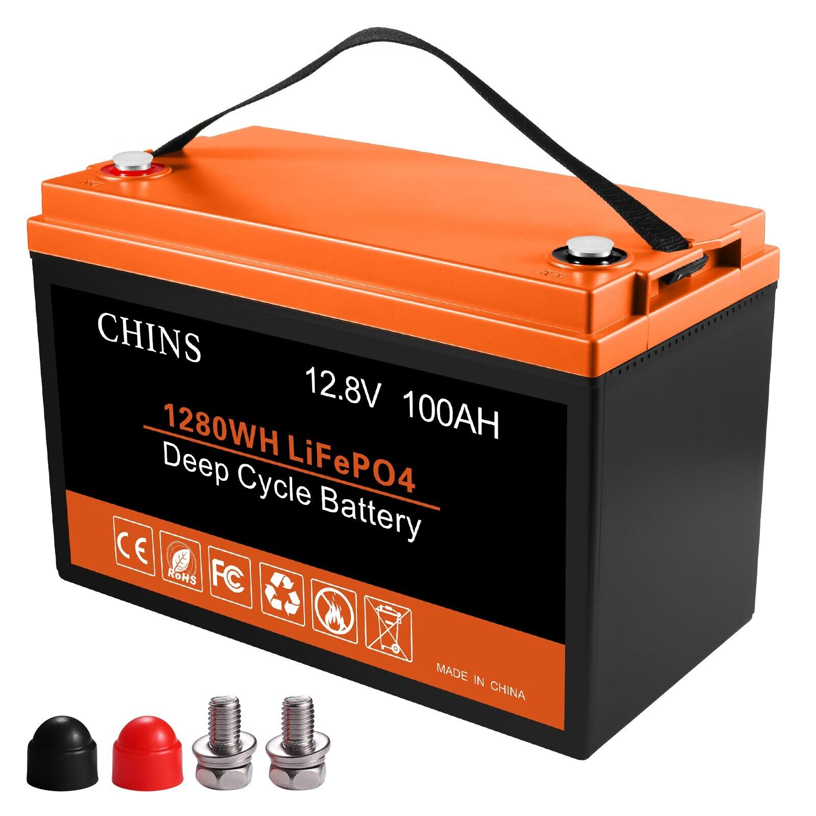 CHINS 100AH Smart 48V LiFePO4 Lithium Bluetooth Battery w/ Built-in 100A BMS