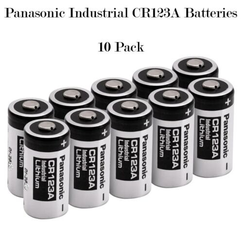 10 Panasonic CR123A 123A Industrial 3V Lithium Batteries