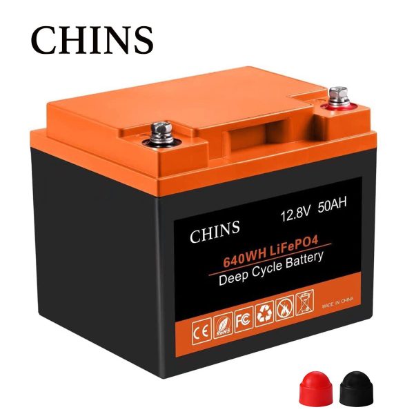 CHINS 12V 50AH 640Wh LiFePO4 Deep Cycle Lithium Battery for RV & Off-Grid