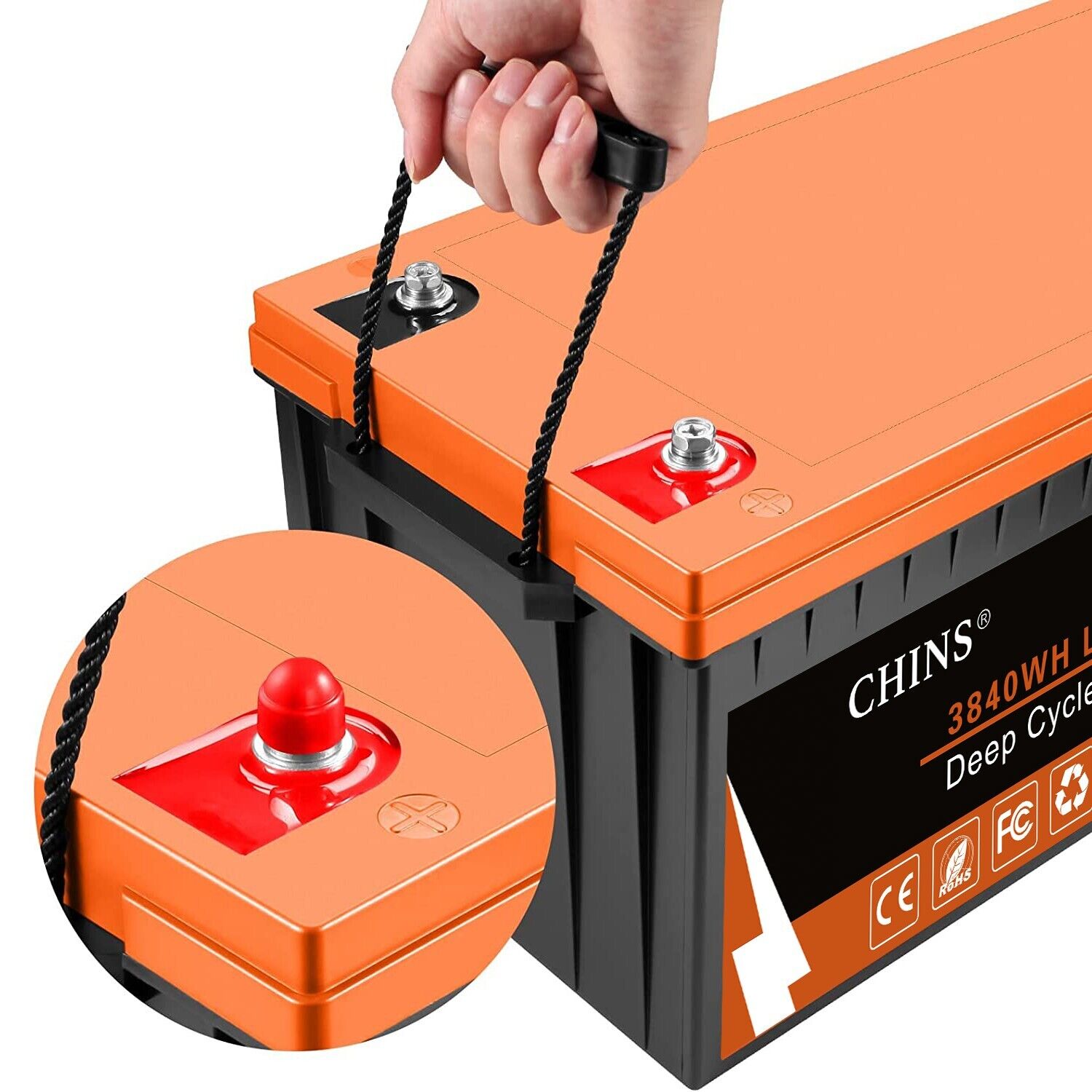 CHINS Bluetooth LiFePO4 Battery 36V 100AH Lithium Battery Perfect for Golf  Carts, Boat, Peak Current 500A, Mobile Phone APP Monitors Battery