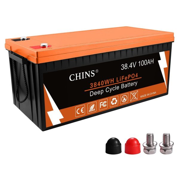CHINS Bluetooth 36V 100Ah LiFePO4 Battery, Perfect for 36V Golf Cart and RV etc.