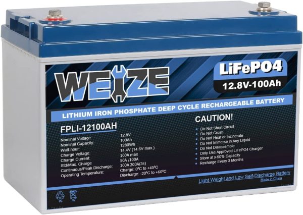 12V 100AH LiFePO4 Deep Cycle Lithium Battery for RV Marine Off-Grid Solar System