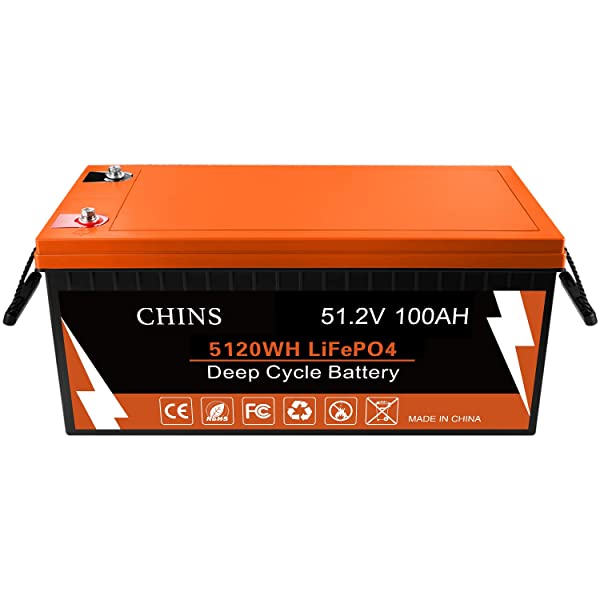 CHINS Bluetooth LiFePO4 Battery Smart 48V 100AH Lithium Battery Perfect for  Golf Carts, Boat, Peak Current 500A, Mobile Phone APP Monitors Battery SOC  Data, Support Low Temperature Cut-Off Function