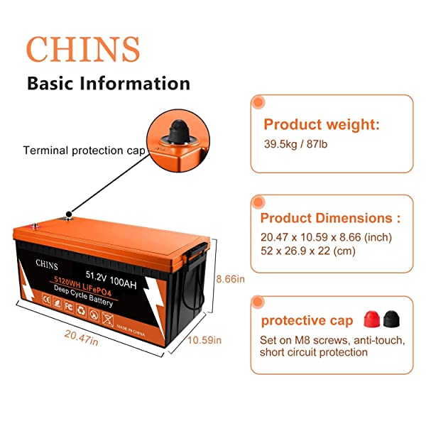 CHINS Bluetooth LiFePO4 Battery 36V 100AH Lithium Battery Perfect for –  CHINS-Battery