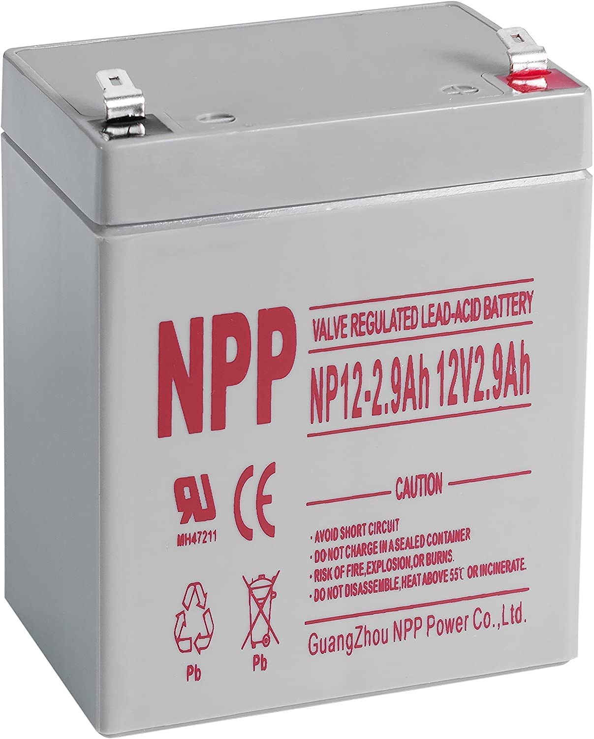 NPP NP12-2.9Ah 12V 2.9Ah Rechargeable Sealed Lead Acid Battery with F1 Terminals 