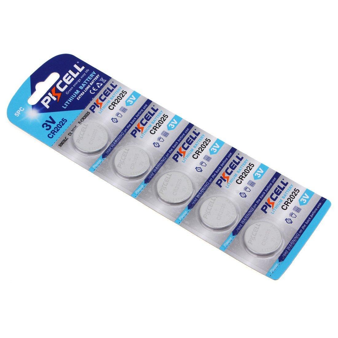 PKCell 5 x CR2025 Battery, 150mAh 3V Lithium Button Coin Cell Batteries